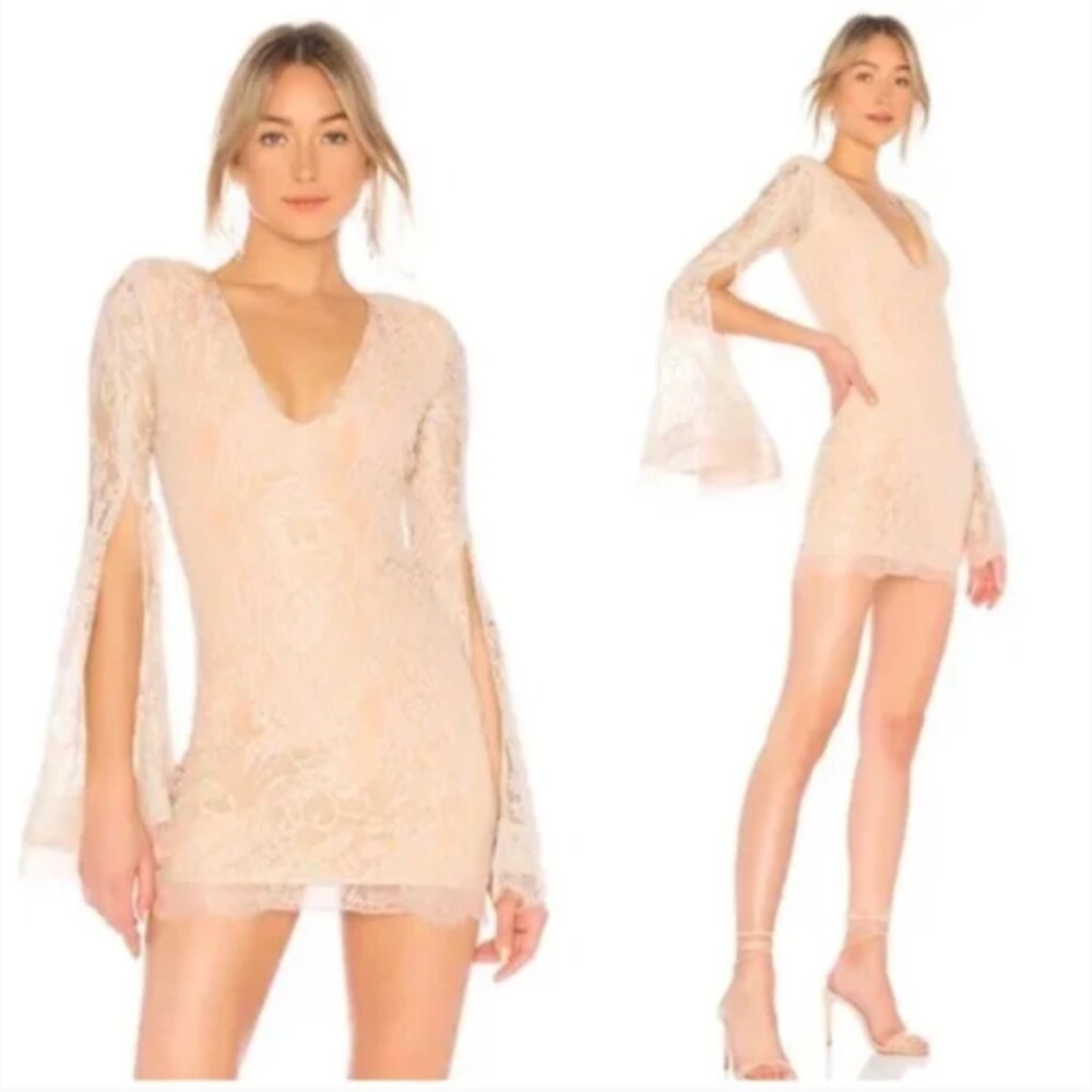 Michael Costello x Revolve Moseley Dress - Lace Bell Sleeve Mini Dress NWT